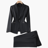 Elegantes Damen Blazer-Ensemble mit Hose - Klassisches Design – Schwarz