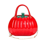 Melanie – Kürbisförmige Handtasche mit verstellbarem Riemen – Rot