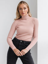 Klassischer Rollkragenpullover für Damen | Lässig – Rosa