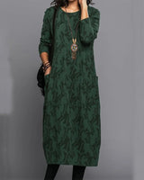 Adel - Taschenkleid mit langen Ärmeln und Aufdruck – Grün