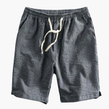 Herren Shorts aus leichtem Stoff mit Kordelzug und Muster – Grau