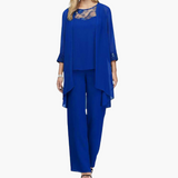 Dreiteiliges formelles Set für Frauen - elegante Kombination – Blau