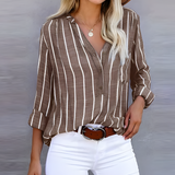 Damenbluse gestreift Langarm – Braun