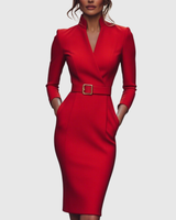 Meirav - Elegantes Midi Kleid – Rot
