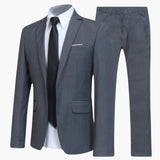 2-teiliges Anzug Set - Slim Fit Herrenanzug für Business Look – Grau