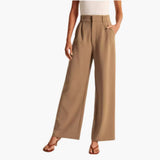 Weite Hosen mit hohem Bund für Damen - Casual Trousers – Braun