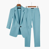 Elegantes Blazer- und Hosen-Set für Frauen - Perfekter Anzug – Blau