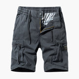 Herren Sommer Cargoshorts mit Reißverschlusstaschen und Kordelzug – Grau