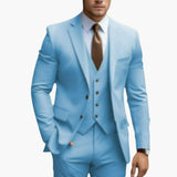 Dreiteiliger Herrenanzug mit - gekerbtem Revers und schmaler Hose – Hellblau