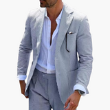 Herren Sommeranzug zweiteilig mit Nadelstreifen und Slim Fit – Grau