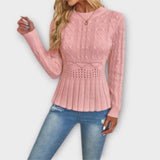 Rania | Eleganter Strickpullover mit Schößchendetail – Rosa
