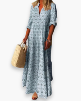 Damen Elegantes Maxi Kleid | Boho Abendkleid – Blau