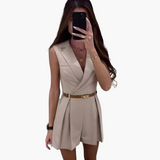 Stylisches Jumpsuit für Frauen – Rosie ärmellos und modern – Beige