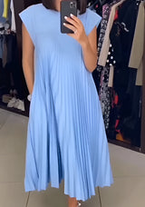 Simone | Leichte und elegante Plissiertrobe – Blau