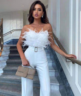 Frola - Eleganter Jumpsuit mit Röhrentop – Weiß