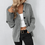 Damen Warme Strickjacke | Knopfjacke – Grau
