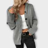 Nina | Klassischer Strick-Cardigan mit Knöpfen – Grau