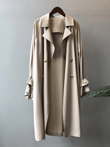 Damen Langer Wasserdichter Trenchcoat | Lässig – Beige