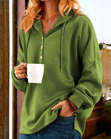 Damen Kapuzenpullover mit Knöpfen – Grün
