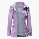 Langer Trenchcoat mit Kapuze für Damen – Lila