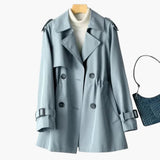 Doppelreihiger Trenchcoat für Damen – Blau