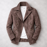 Niccolo – Klassische Zweireihige Wildleder Jacke – Dunkelbraun