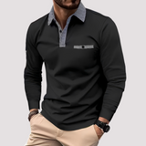 Aidan - Stilvolles Langarm-Poloshirt für Herren – Schwarz