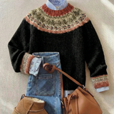 Ulalia – Stilvoller Nordischer Pullover – Schwarz Heritage