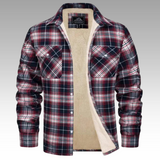 Truffel™ - Kariertes Truckerjacke mit Fleecefutter – Rot