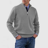 Pullover Herren Half Zip Modern | Warm Komfort Freizeit – Grau