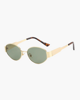 Hazel | Gold Rahmen Smaragd Ovale Gläser Sonnenbrille – Smaragd