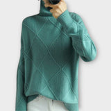 Elena | Warmer Pullover mit Rautenstruktur – Blau