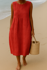 Elena | Elegantes Blumenkleid in Premium-Qualität – Rot