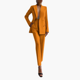 Elegantes Damen Blazer-Ensemble - Taillierter Schnitt mit Hose – Orange