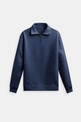 Minimalistischer Fleece-Pullover mit Reißverschluss – Wärme & Stil vereint – Marineblau