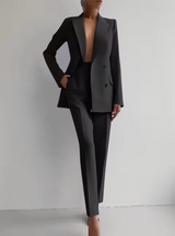Mariza – Blazer und Bundfaltenhose-Set – Schwarz