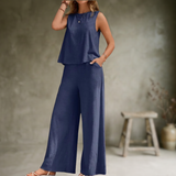 Alizeh - Elegantes ärmelloses Zweiteiliges Set – Blau