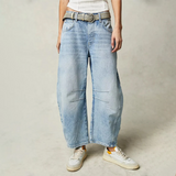 Danica | High-Waisted Wide Leg Denim Jeans – Hellblau