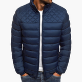 Herren Bomberjacke mit Reißverschluss und gestepptem Design – Marineblau