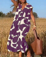 Goldie – Maxikleid mit abstraktem Print – Lila