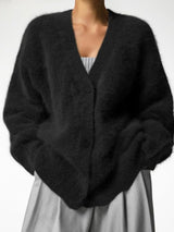 Vegan Strick-Cardigan mit langen Ärmeln – Schwarz
