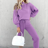 Damen Zweiteiler Set | Freizeitanzug mit Pullover und Hose – Lila