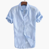 Lässiges weißes Hemd für Herren – Kurzarm & stilvoll – Blau