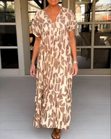Colette | Flüssiges Kleid mit V-Ausschnitt – Braun