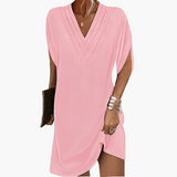 Kleid Damen - Elegant mit V-Ausschnitt & kaschierendem Schnitt – Rosa