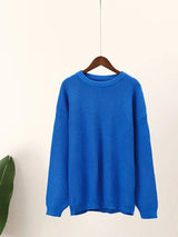 Warmer winterpullover: modischer rundhalsausschnitt im minimalistischen design – Blau
