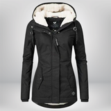 Winterjacke Damen mit Kapuze | Gefütterte Übergangsjacke – Schwarz