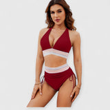 Raven | Bauchfreies Bikini-Set mit hoher Taille – Rot