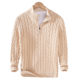 Pullover Herren Mit Reißverschluss | Strickjacke Mit Kabelmuster – Beige