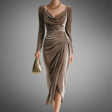 Zonia™ – Elegantes Midikleid – Braun
